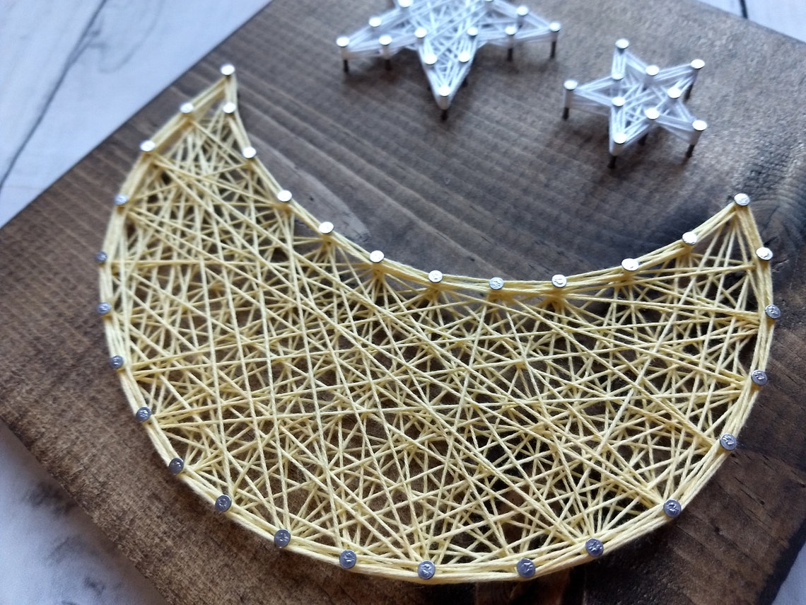 Diy String Art Kids Diy Moon Art Moon String Art Star Etsy