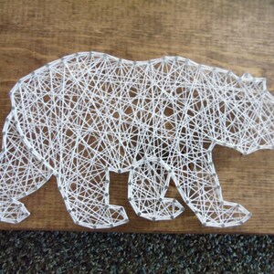 Bear String Art, Grizzly Bear String Art, Cabin Decor, Wildlife String Art, Bear Wall Decor, Bear Wall Hanging, String Art Bear, Bear Decor image 3