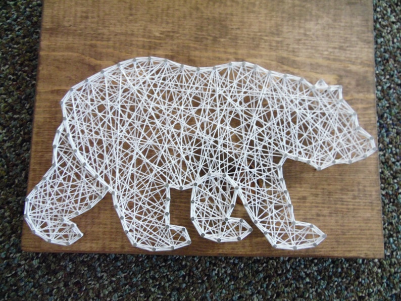 Bear String Art, Grizzly Bear String Art, Cabin Decor, Wildlife String Art, Bear Wall Decor, Bear Wall Hanging, String Art Bear, Bear Decor image 3