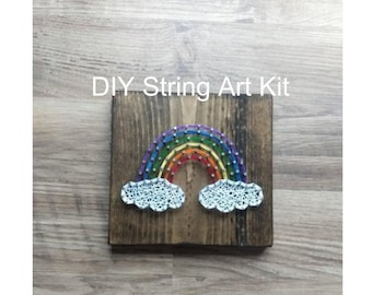 Rainbow string art, string art kit, diy rainbow string art, diy string art kit, kids diy craft, kids rainbow string art, string art rainbow