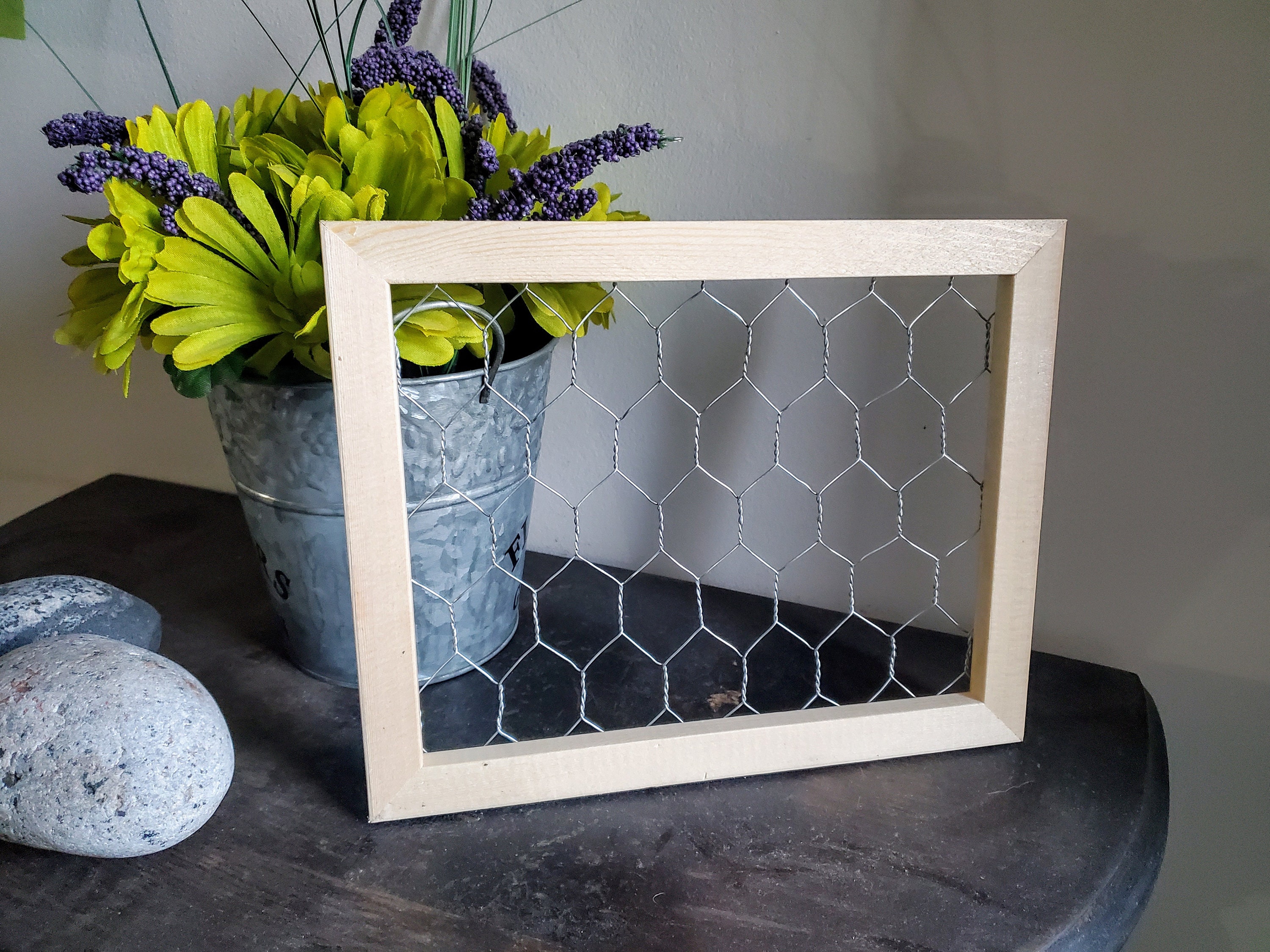 Chicken wire frame, chicken wire, chicken wire display, DIY beaded sun catcher, beaded sun catcher supplies, framed chicken wire, frame