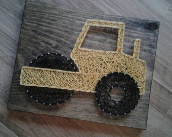 Construction string art, roller truck string art, string art roller, construction decor, construction wall art, construction wall hanging