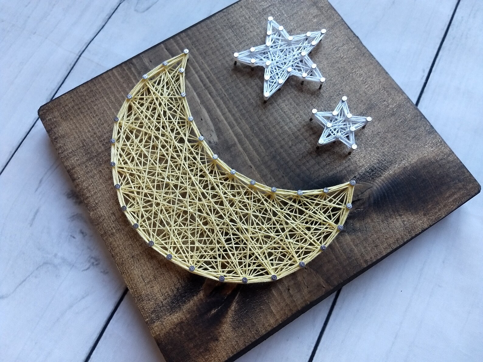 Diy String Art Kids Diy Moon Art Moon String Art Star Etsy