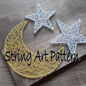 Moon and Star String Art Pattern, String Art Pattern, String Art Moon Pattern, Moon Star Template, Moon and Star Template, Moon String Art