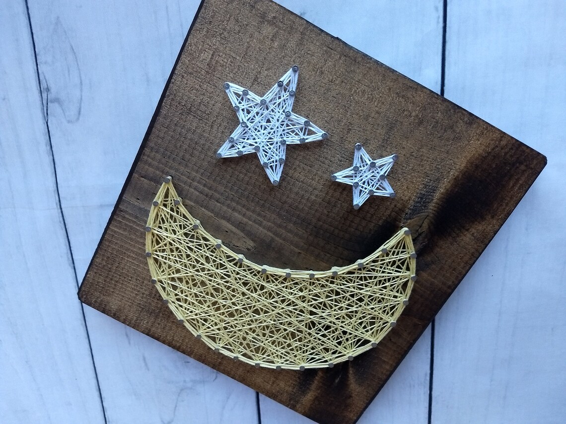Diy String Art Kids Diy Moon Art Moon String Art Star Etsy
