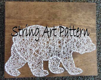 Bear String Art Pattern, String Art Pattern, Bear Art Pattern, String Art Bear Pattern, DIY Bear String Art, DIY Bear String Art Pattern