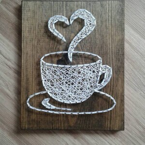 Coffee String Art, Coffee Cup String Art, String Art Coffee Cup, Coffee ...