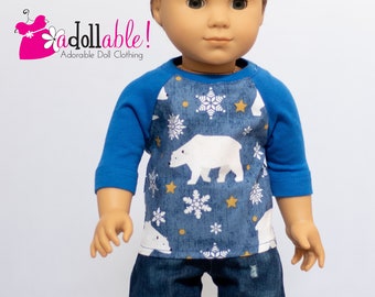 Fits like American boy doll clothes/ 18 inch boy doll clothes/ Polar Expedition Baseball Tee