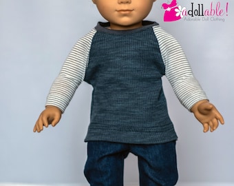 Fits like American boy doll clothes/ 18 inch boy doll clothes/ Teal High Octane Baseball Tee