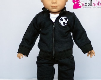 Fits like American boy doll clothes/ 18 inch doll clothes/ Sports Collection Soccer Jacket and Jogger Pants Separates