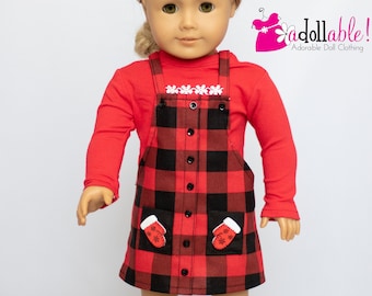 Buffalo Plaid Jumper Outfit for 18" American Girl Doll