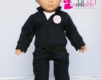 Fits like American boy doll clothes/ 18 inch boy doll clothes/ Sports Collection Baseball Jacket and Jogger Pants