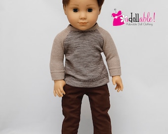 18 Inch Boy Doll Clothes: Baseball Tee and Twill Pants Separates