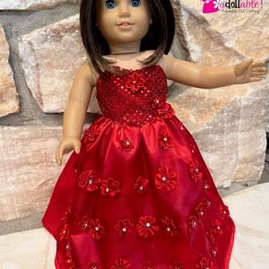 Quinceanera Gown/ Fits like American girl doll clothes/ Red Rhinestone Gown