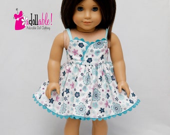 Fits like American Girl doll clothes/ 18 inch doll clothes/ Teal/Navy/Lilac Floral Sundress