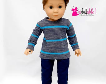 Si adatta come i vestiti per le bambole American Boy/vestiti per le bambole da 18 pollici/Top turchese/blu navy