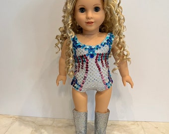 Fits like American Girl doll clothes/ 18 inch doll clothes/ Superstar on Tour Sequined Leotard