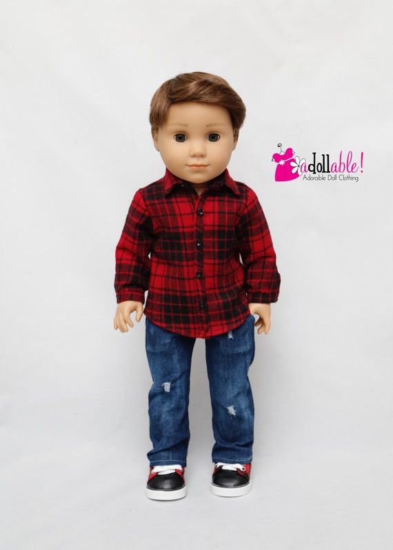 Fits Like American Boy Doll Clothes 18 Inch Boy Doll Clothes Lumberjack Logan s Long sleeve Flannel Shirt Etsy Australia