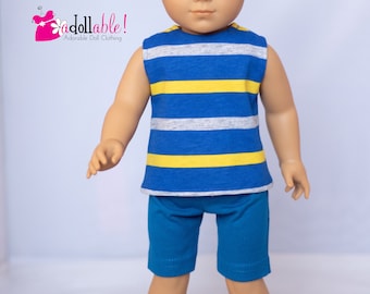 Fits like American boy doll clothes/ 18 inch boy doll clothes/ Happy to be Blue Short Set