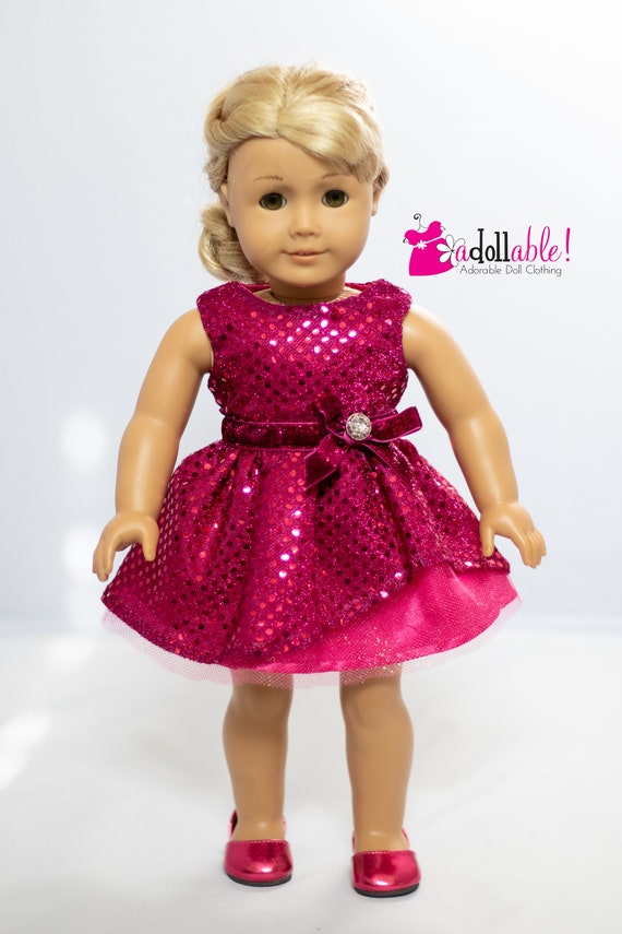 strapless open back dress Pretty in Pink with Rhinestones - Fits American Girl