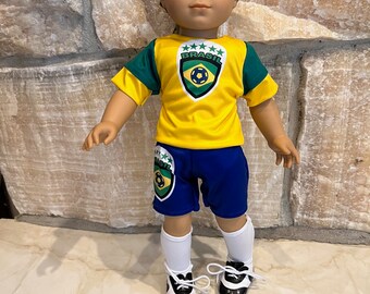 Fits like American boy doll clothes/ 18 inch doll clothes/ Custom Country Soccer Outfit