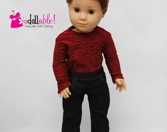 Fits like American boy doll clothes/ 18 inch boy doll clothes/ Black Diamond Tee in Red Color