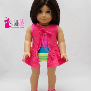 Fits like American Girl doll clothes/ 18 inch doll clothes/ Pretty in Stripes Swimming Suit and Hot Pink Cover-Up