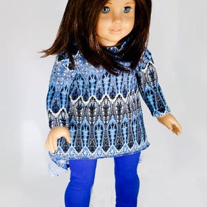 Fits like American Girl doll clothes/ 18 inch doll clothes/ Sunlit Glass Tunic with Royal Blue Leggings