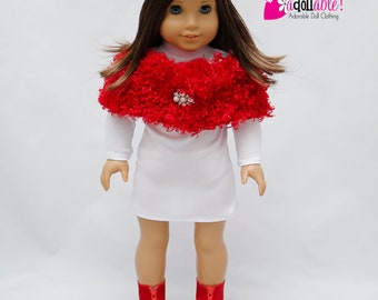 Fits like American Girl doll clothes/ 18 inch doll clothes/ Peppermint Snow Holiday Outfit