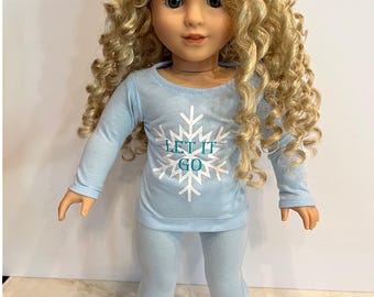 Fits like American Girl doll clothes/ 18 inch doll clothes/ Royal Pajamas Worthy of a Princess - Elsa