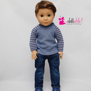 Fits like American boy doll clothes / 18 inch boy doll clothes / Blue High Octane Baseball Tee