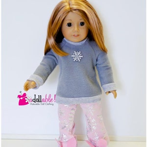 Fits like American Girl doll clothes/ 18 inch doll clothes/ Winter Pajamas Featuring Snowflakes