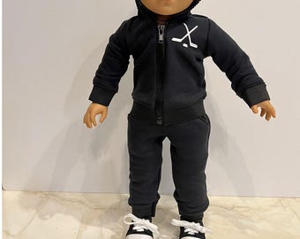 Fits like American boy doll clothes/ 18 inch doll clothes/ Sports Collection Hockey Jacket and Jogger Pants Separates