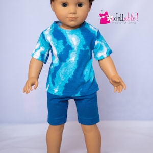 Fits like American boy doll clothes / 18 inch boy doll clothes / Chillaxin Tee with Royal Blue Knit Shorts