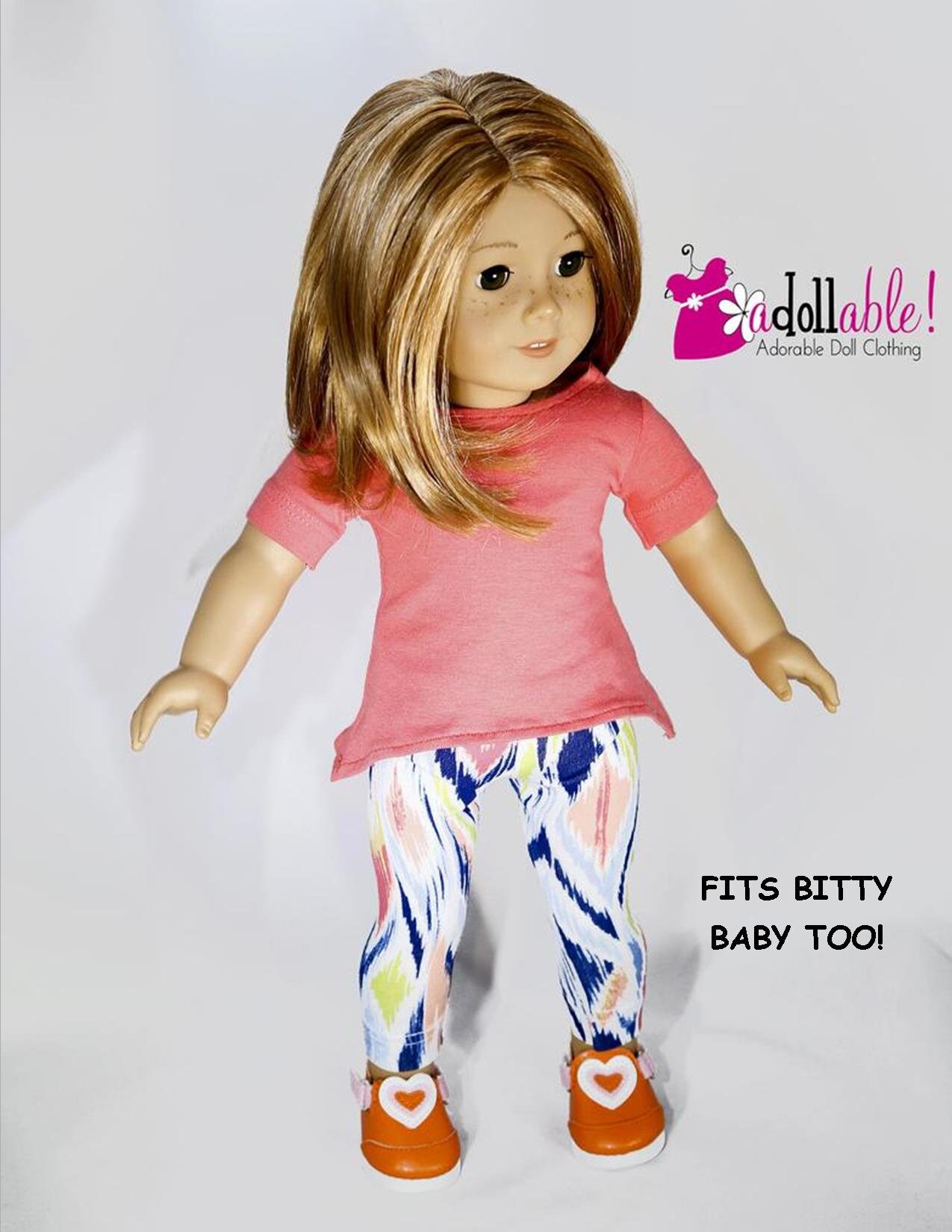 Fits Like American Girl Doll Clothes 18 Inch Doll Clothes Fits Bitty Baby Also Coral Asymmetrical Top With Coral Tribal Capris Etsy Canada