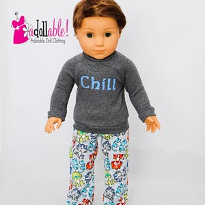 Fits like American boy doll clothes/ 18 inch boy doll clothes/ Winter Pajamas with Bottoms Featuring Tigers
