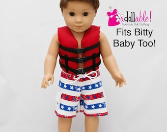 Fits like American boy doll clothes/ 18 inch boy doll clothes/ Fun 2 Float Life Jacket