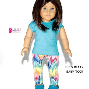 Passt wie American Girl Puppenkleidung / 18 Zoll Puppenkleidung / Passt auch für Bitty Baby Puppen / Türkises Top mit türkisen Tribal Capris