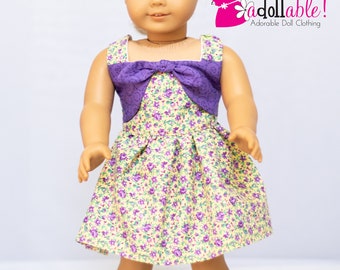 Fits like American Girl doll clothes / 18 inch doll clothes / Grape Ambrosia Dress