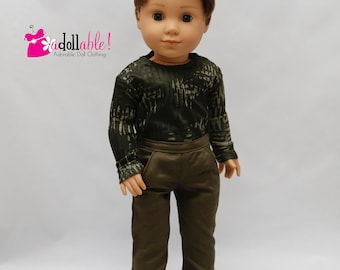 Fits like American boy doll clothes/ 18 inch boy doll clothes/ Green Performance Tee