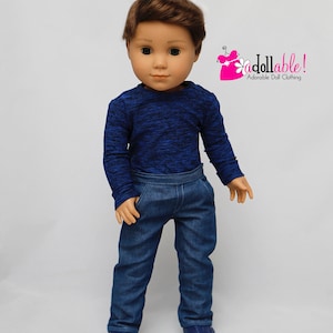 Fits like American boy doll clothes/ 18 inch boy doll clothes/ Black Diamond Tee in Blue Color and Medium Blue Denim Jeans