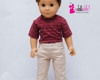 Fits like American boy doll clothes/ 18 inch boy doll clothes/ Burgundy Flecked T-shirt