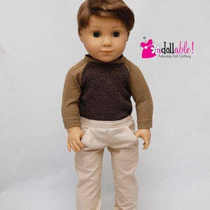Fits like American boy doll clothes/ 18 inch boy doll clothes/ Brown Eclipse Baseball Tee and Khaki Long Pants