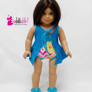 Fits like American Girl doll clothes/ 18 inch doll clothes/ Aloha Angel Swimming Suit and Turquoise Cover-Up