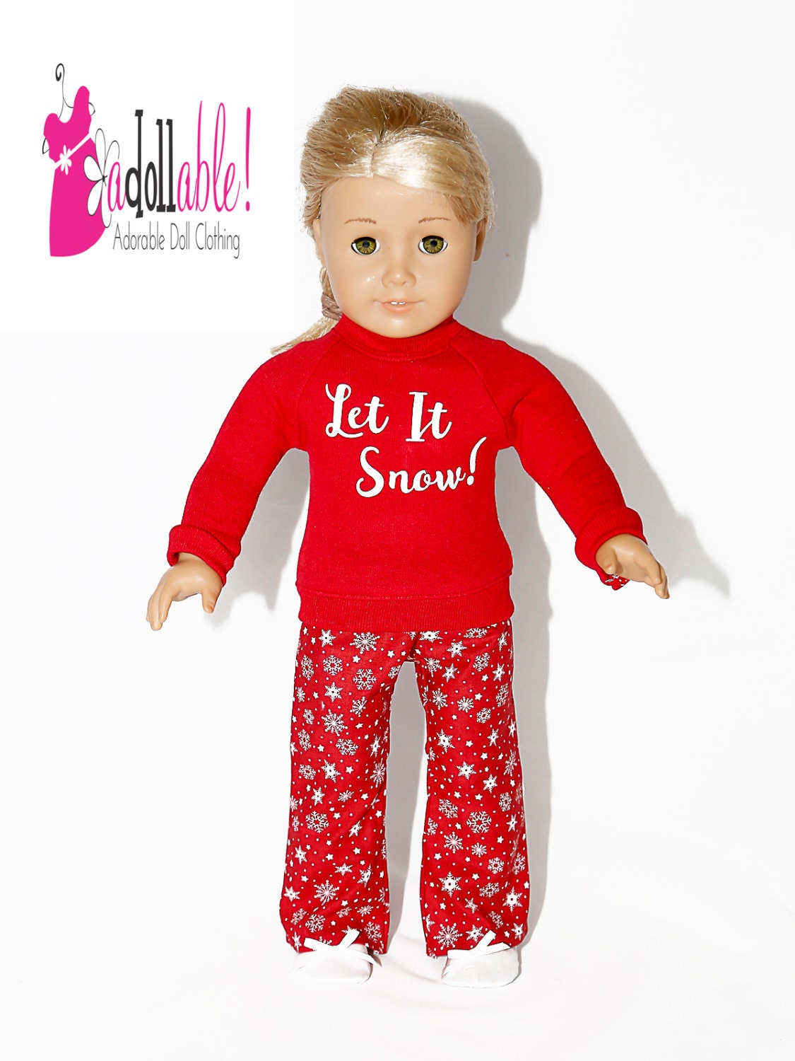 Fits Like American Girl Doll Clothes/ 18 Inch Doll Clothes/ Red Winter Doll  Pajamas Outfit 