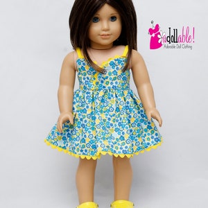 Si adatta come vestiti per bambole American Girl/vestiti per bambole da 18 pollici/vestito estivo floreale blu e giallo