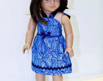 Fits like American Girl doll clothes/ 18 inch doll clothes/ Navy Blue Simply Summer Sundress