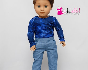 Fits like American boy doll clothes/ 18 inch boy doll clothes/ Blue Performance Tee