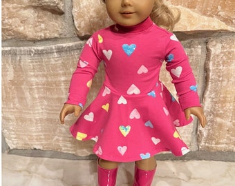 Fits like American Girl doll clothes/ 18 inch doll clothes/ Hearts A Plenty Dress