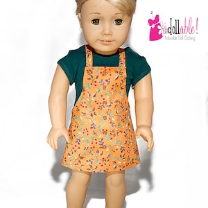 Fits like American Girl doll clothes/ 18 inch doll clothes/ Hunter Green Top With Autumn Leaves and Vines Jumper